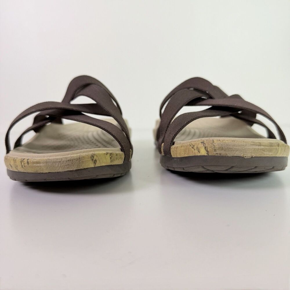 Crocs Edie Stretch Sandals Womens 9 Brown Criss Cross Strappy Comfort Slide - Picture 4 of 16